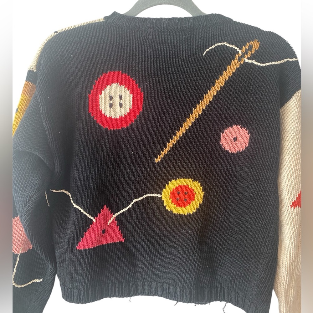 Vintage ,Lisa Nichols ,Novelty Print, Mercerized Cotton, Cardigan ,Vibrant Color - Picture 3 of 14